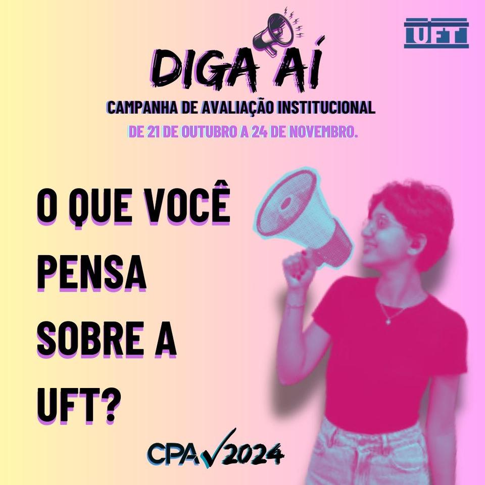 arte digital mostra mulher segurando megafone e o título em destaque: o que você pensa sobre a UFT?